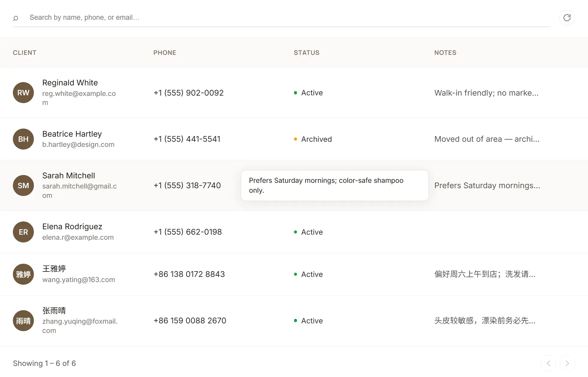 Client list